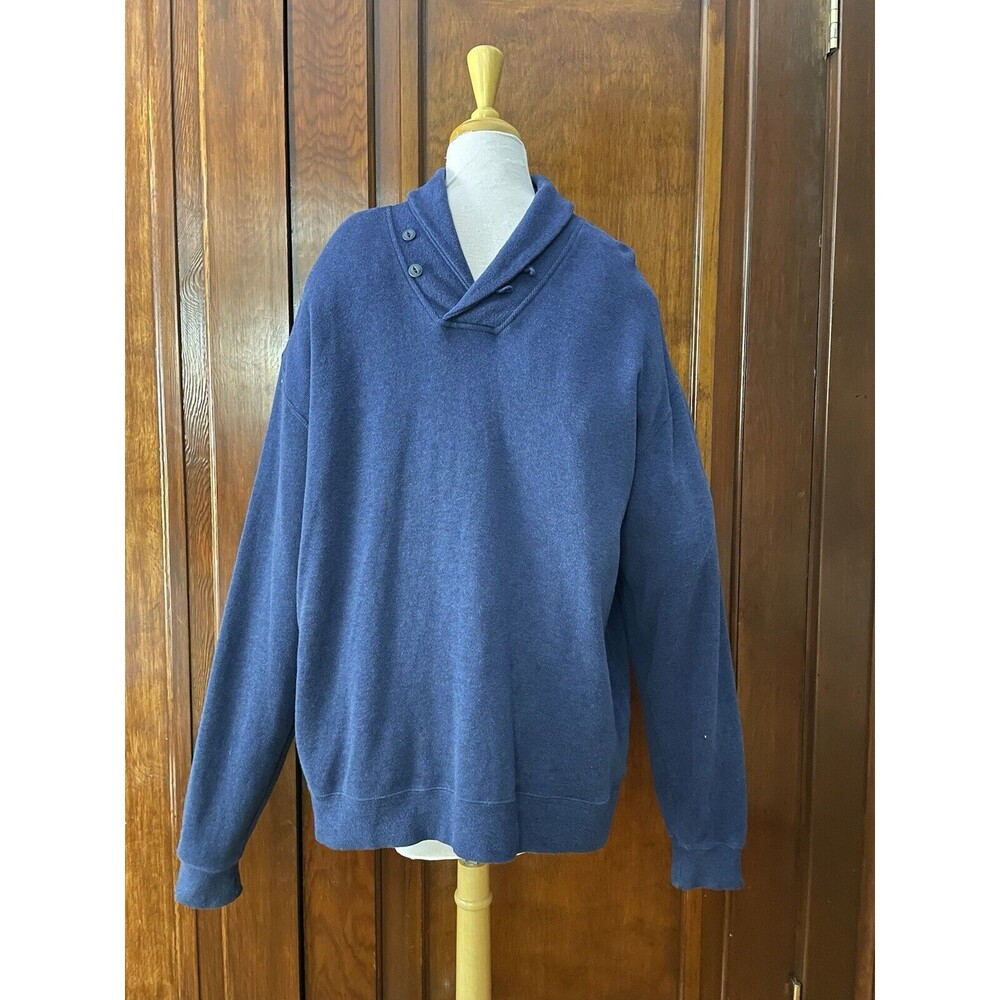 Men’s Orvis Sweater XL Blue Pockets Long Sleeve - Shawl Collar